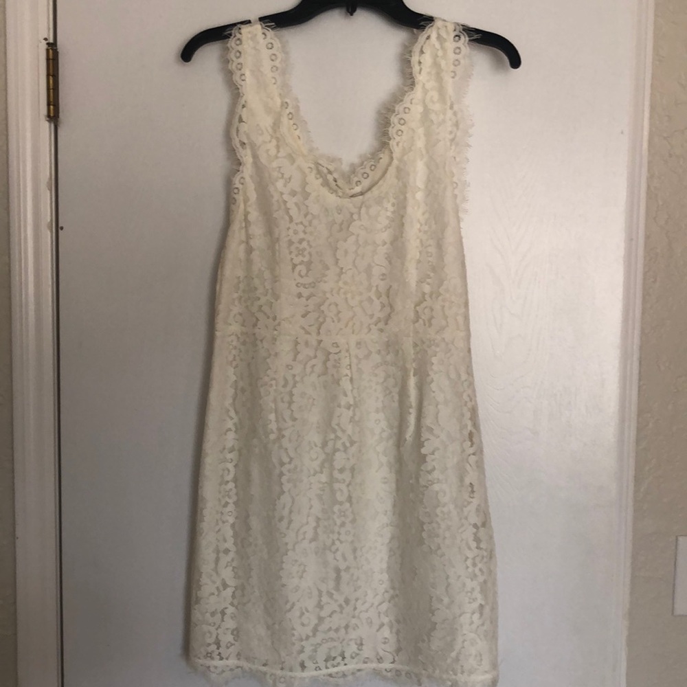 Joie white lace mini dress